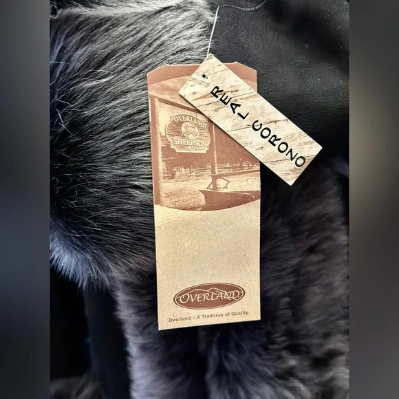 Overland Toscana Sheepskin Hooded Coat, Size XL, Black, NEW with Tags!! - Picture 8 of 15